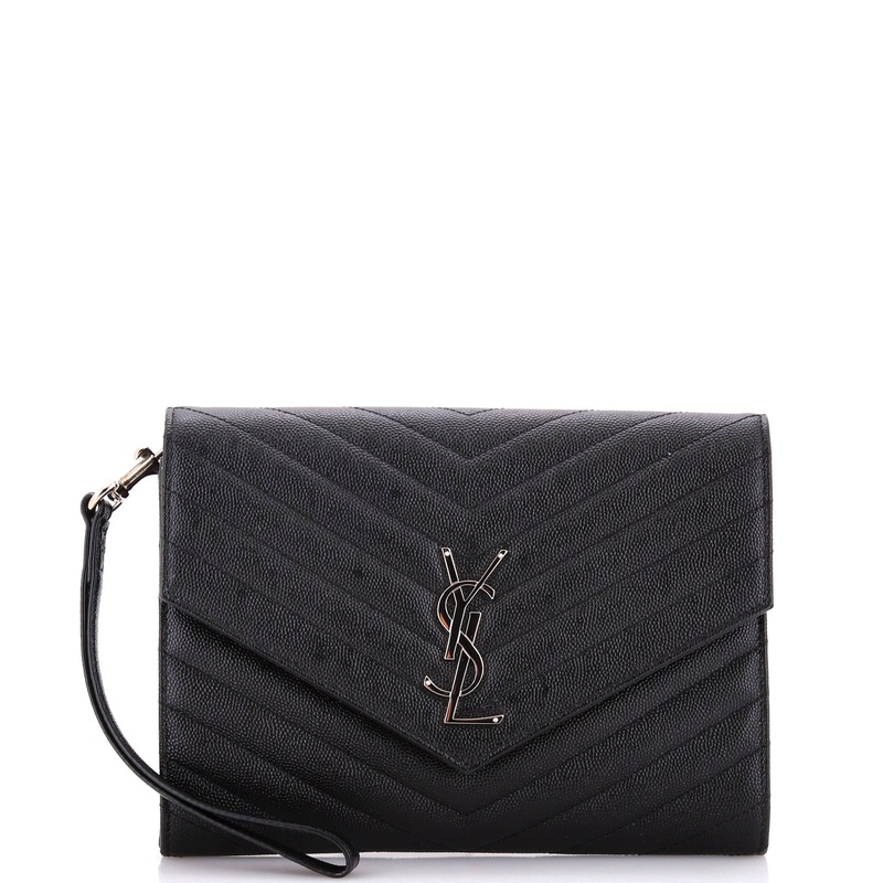 Classic Monogram Envelope Wristlet Clutch Matelasse Chevron Leather S744816819939