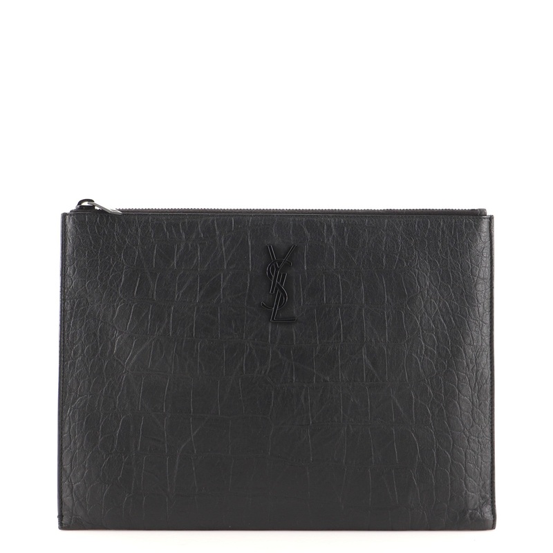 Classic Monogram Zip Pouch Crocodile Embossed Leather Medium S744816609859