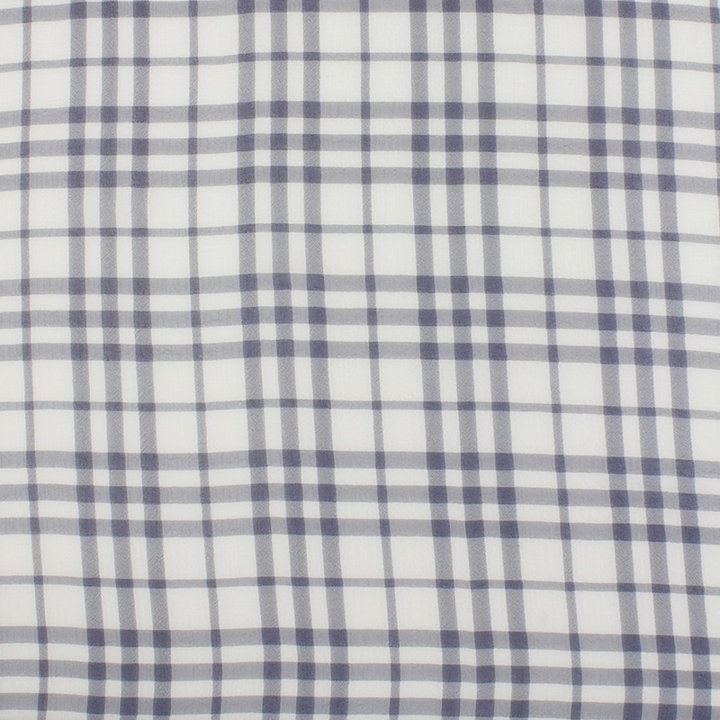 Crepe Chiffon - DAISY - Medium Plaid - Navy