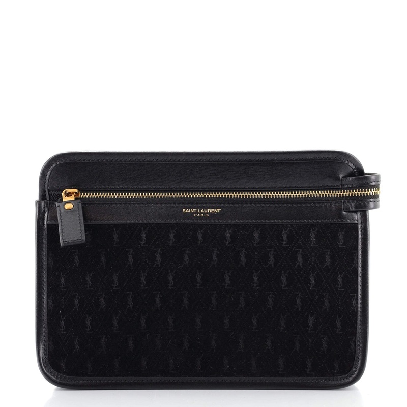 Front Zip Document Case Monogram Printed Suede Small S744816623245