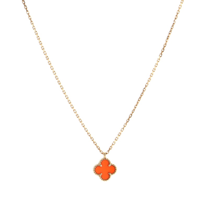 Sweet Alhambra Pendant Necklace 18K Rose Gold and Carnelian S744816652807