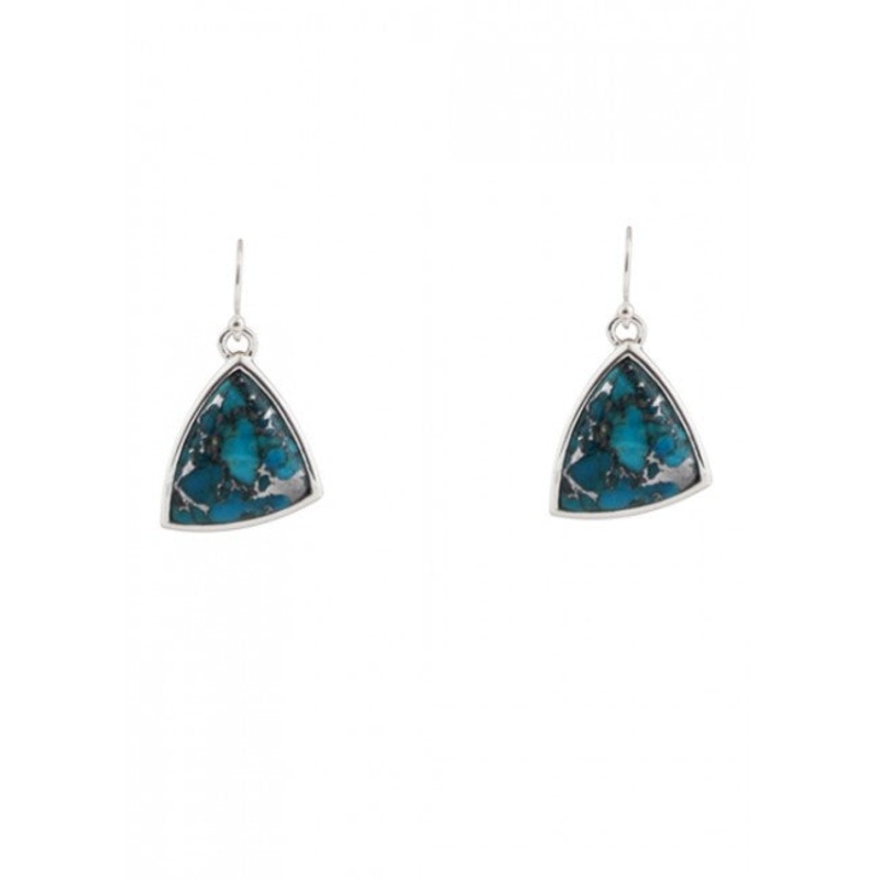 Barse Abstract Zinc and Turquoise Earring