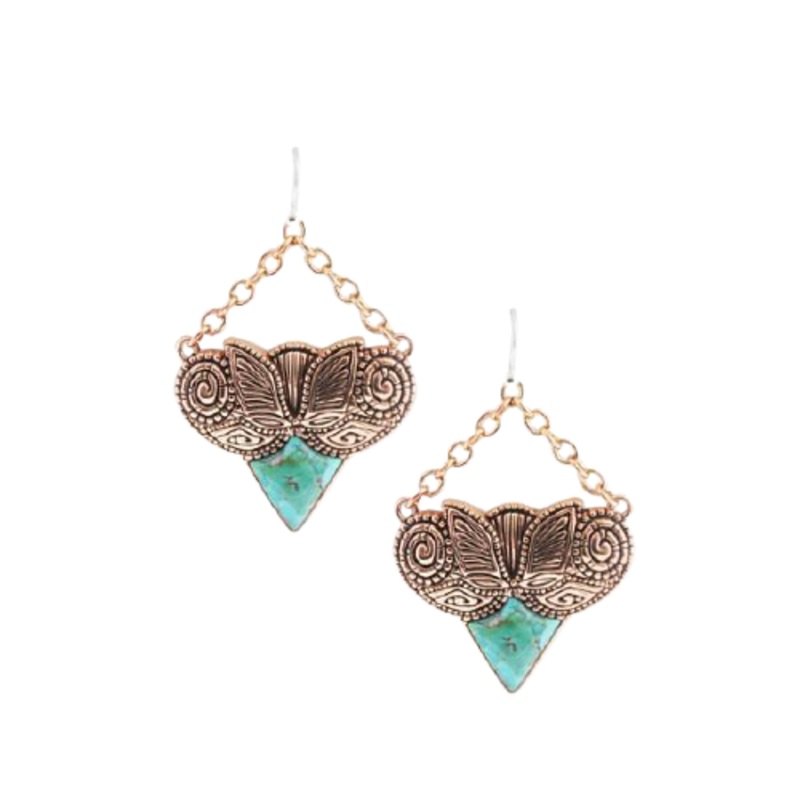 Barse Art Deco Turquoise Copper Chain Earring