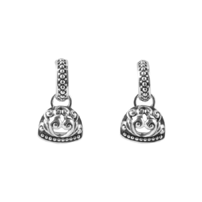 Barse Beaded Scrolled Sterling Charm Earring