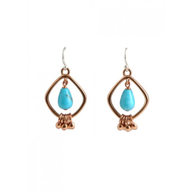 Barse Copper and Turquoise Quadrangle Earring