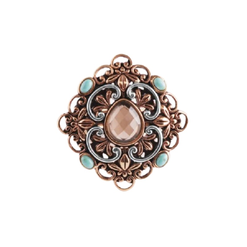 Barse Curlicue Turquoise and Smoky Quartz Ring