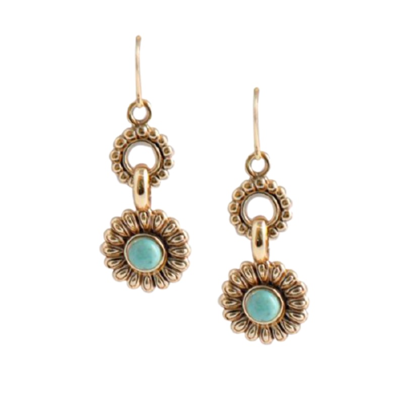 Barse Floral Bronze and Turquoise Loop Earring