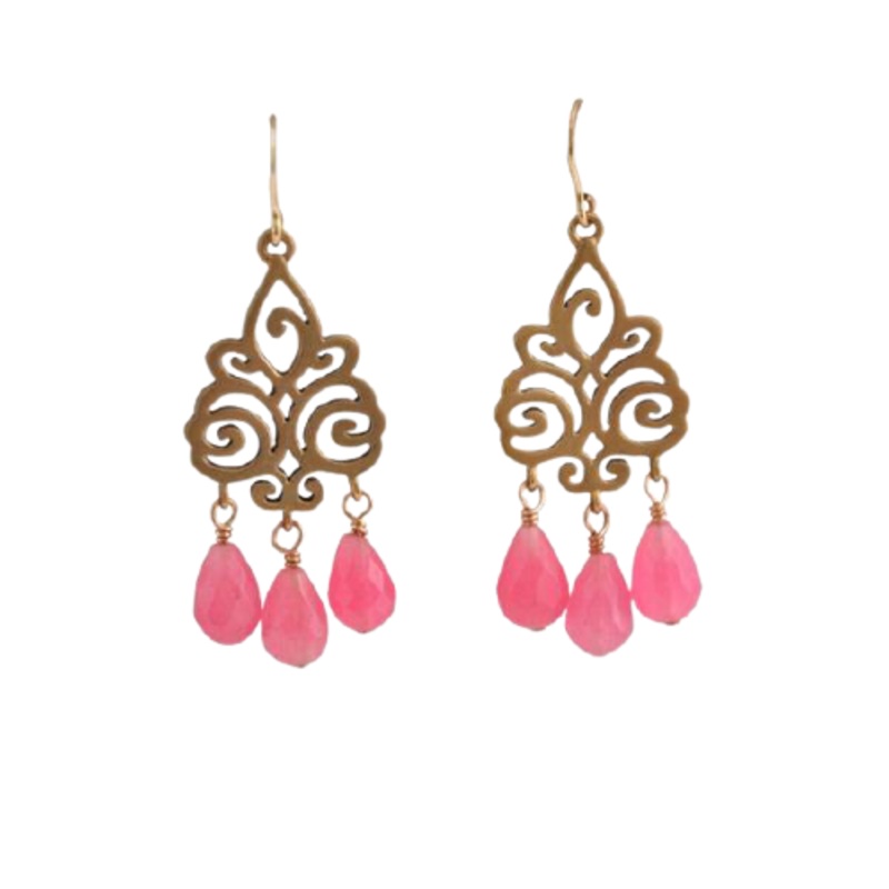 Barse Gypsy Swirl Earring- Pink Quartz