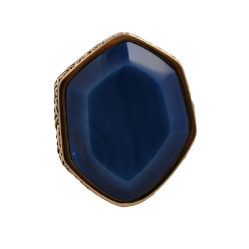 Barse Hammered Bronze Statement Ring - Blue Agate
