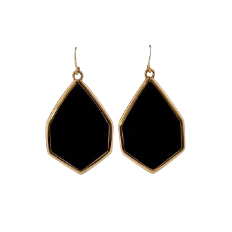 Barse Hexagonal Statement Earring-Onyx