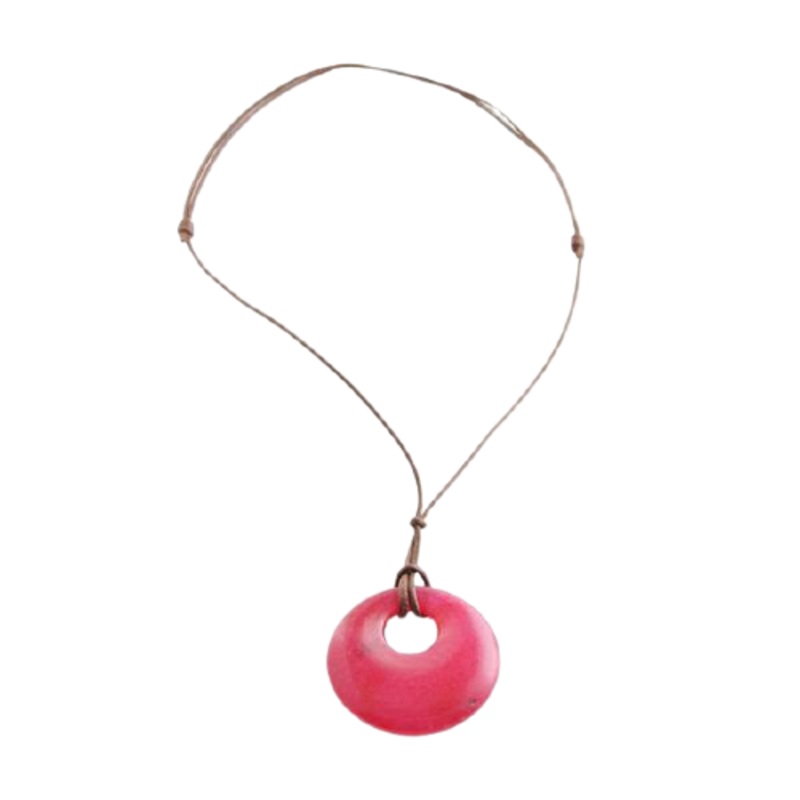 Barse Leather and Fuschia Jade Necklace