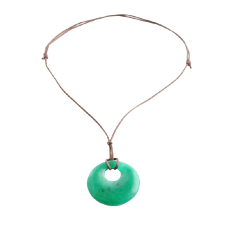 Barse Leather and Green Jade Necklace