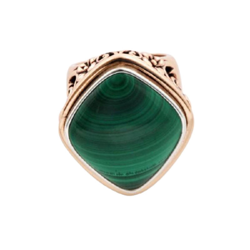 Barse Malachite and Copper Signet Ring