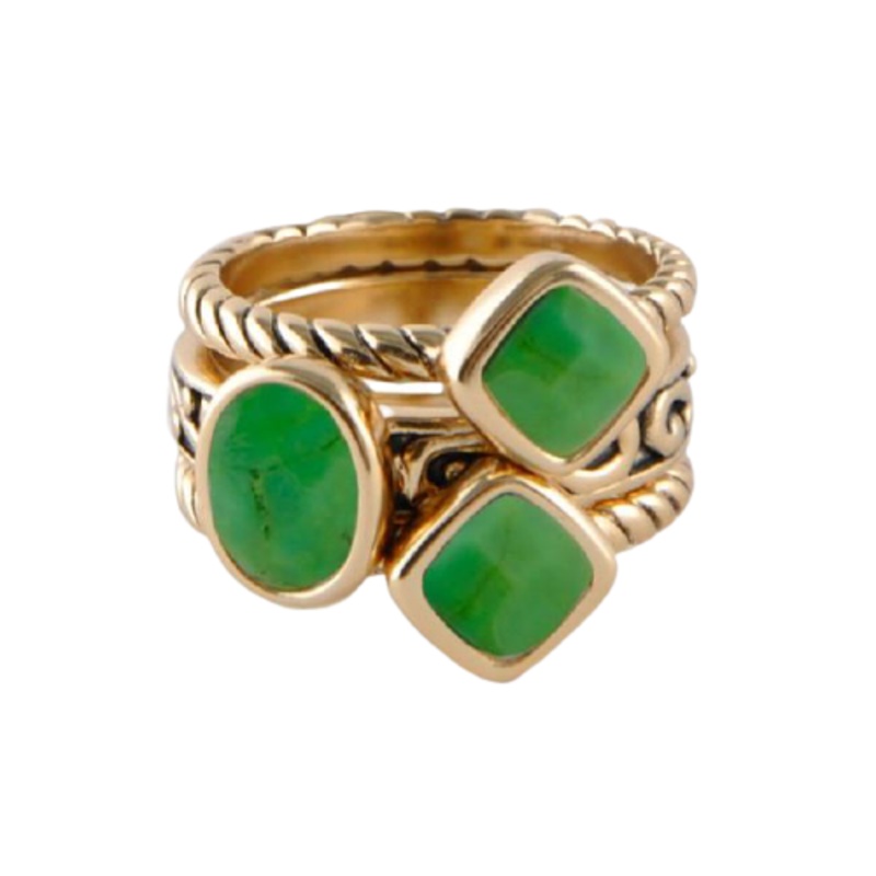 Barse Multi-Shape Lime Turquoise Trio Ring