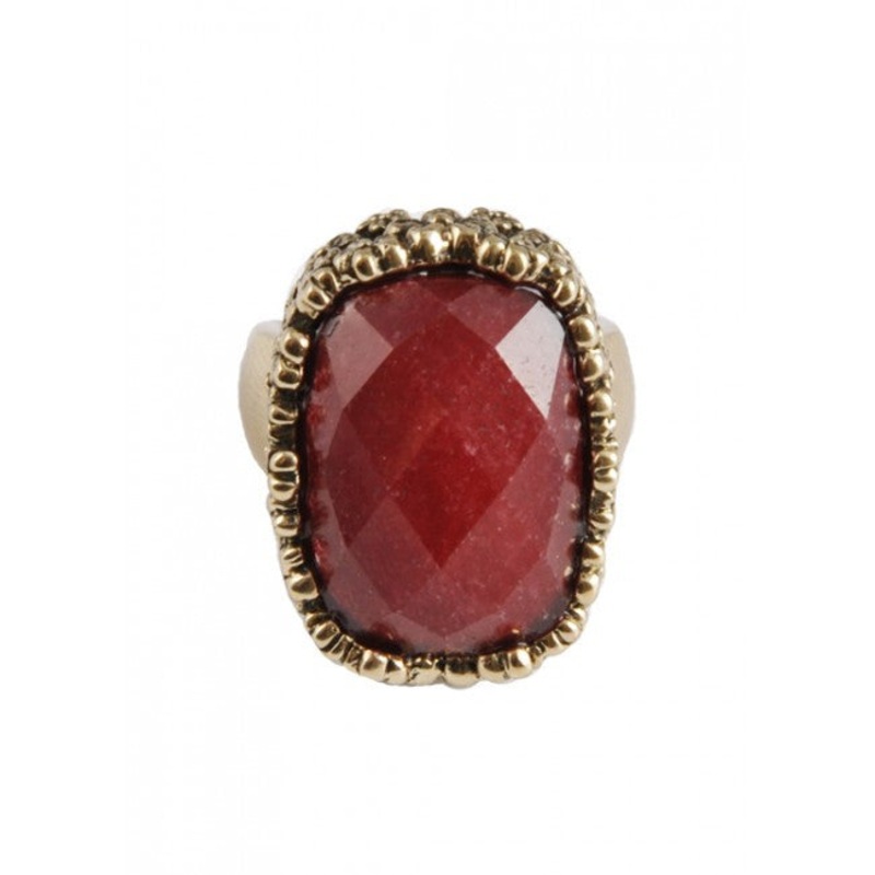 Barse Rectangular Raspberry Quartz Ring