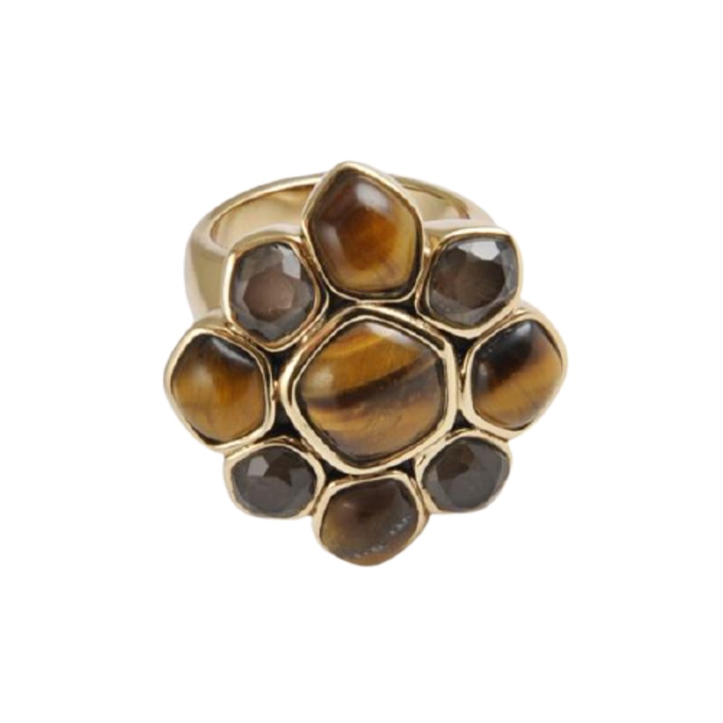 Barse Tiger Eye Flower Ring