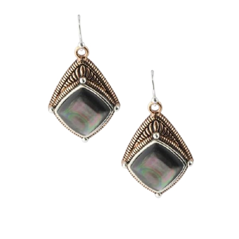 Barse Copper and Black Mother of Pearl Earring
