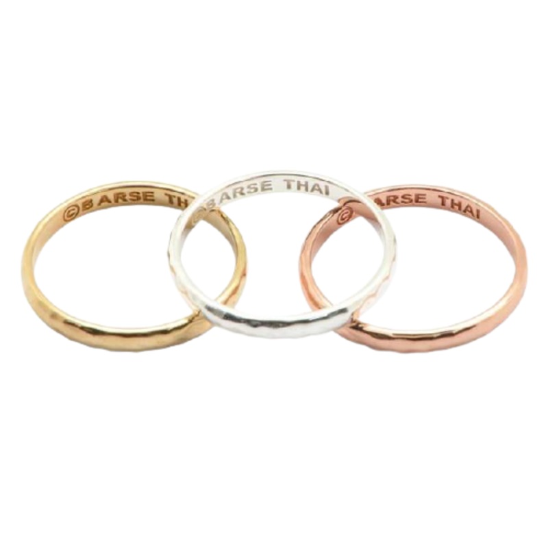 Barse Hammered Stack Ring-G,RG,SS