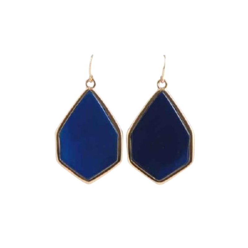 Barse Hexagonal Statement Earring-Blue Agate
