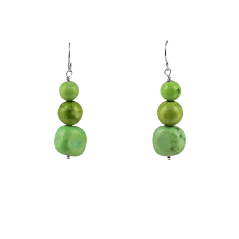 Barse Lime Green Howlite Beaded Earring