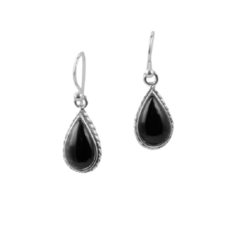 Barse Onyx Roped Teardrop Earring