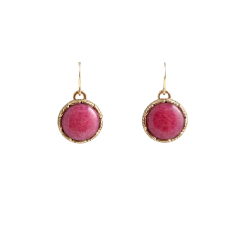 Barse Pink Aventurine Sphere Earring