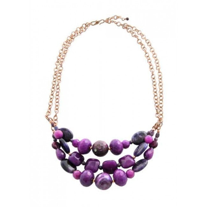 Barse Purple Reigns Genuine Stone Necklace