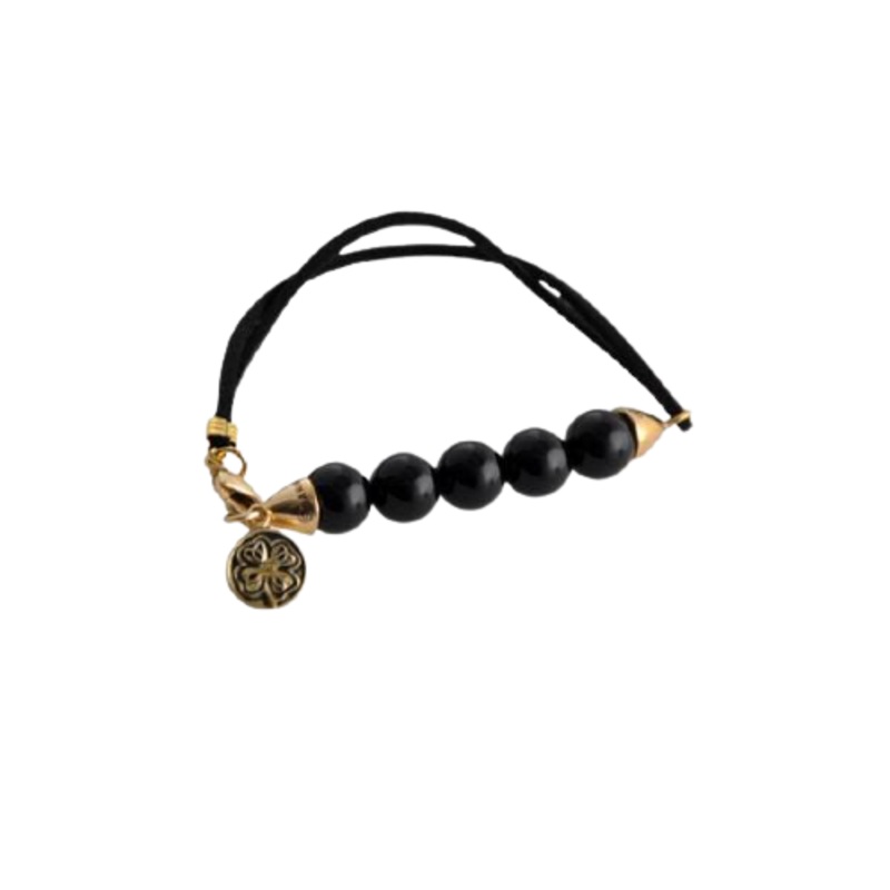 Barse Rockin' Leather and Stone Bracelet-Black Onyx