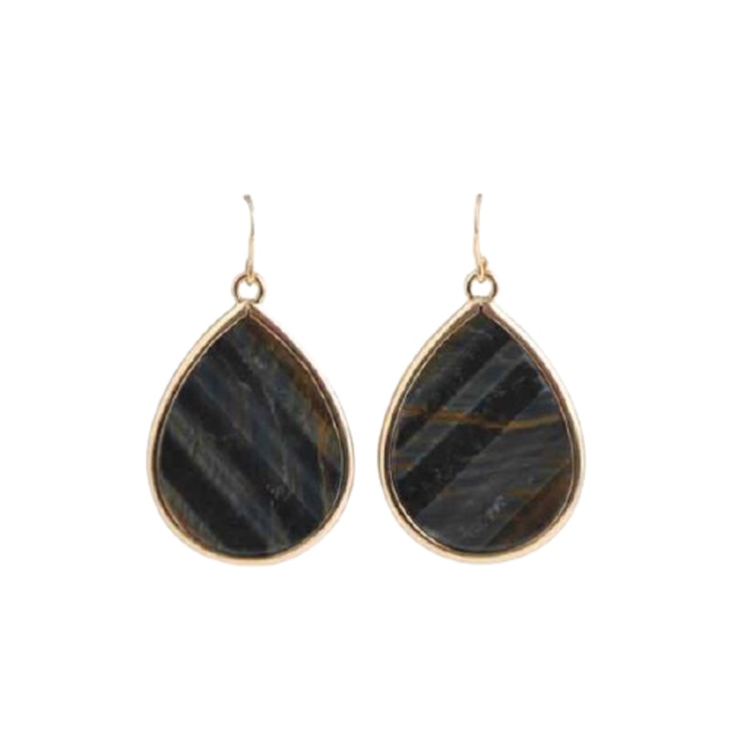 Barse Teardrop Statement Earring-Blue Tiger Eye