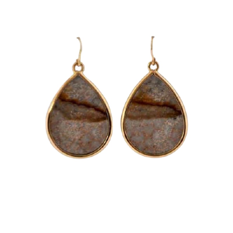 Barse Teardrop Statement Earring-Fossilized Coral