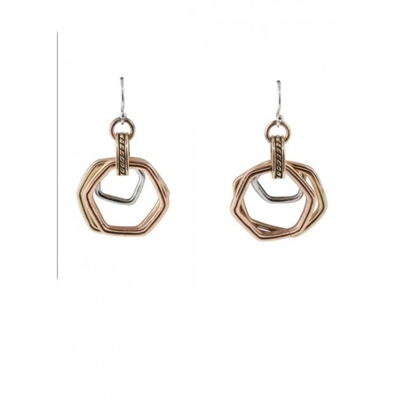 Barse Tri-Metal Abstract Earring