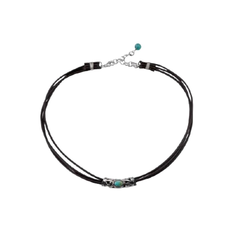Barse Turquoise Leather Cord Necklace