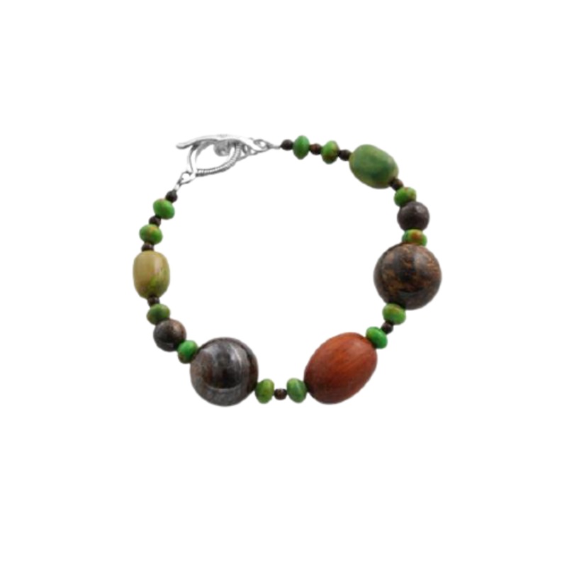 Barse Wood and Natural Stone Bracelet