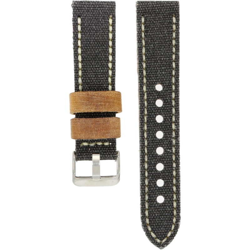 Zelos Grey Leather/Canvas Strap 22mm