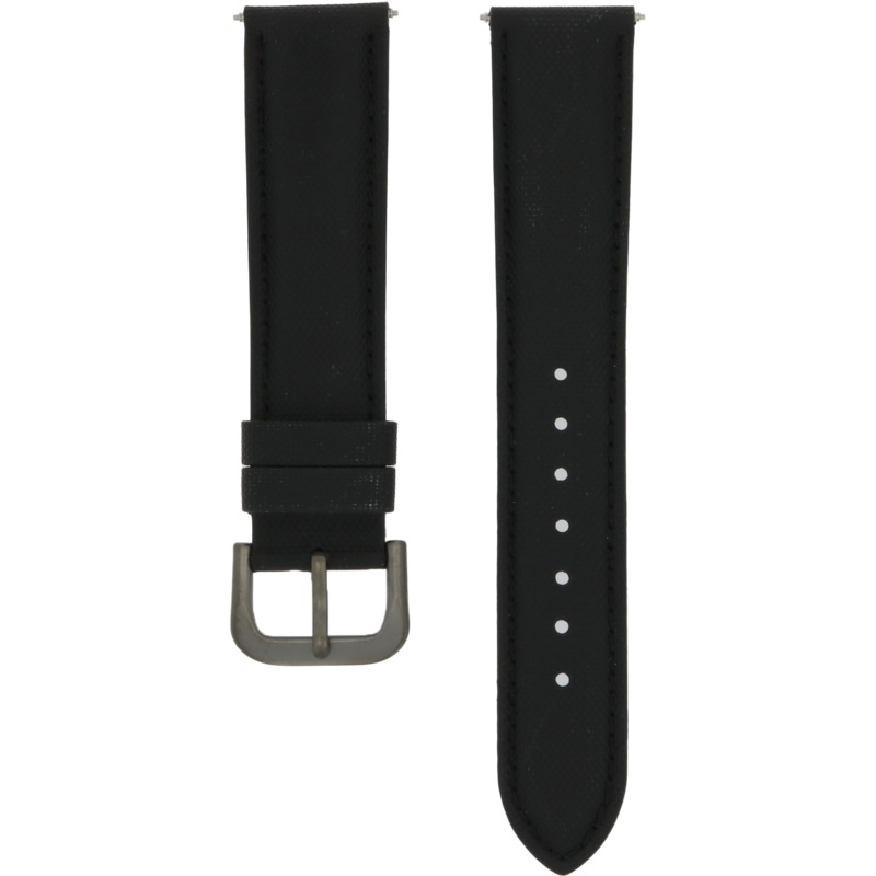 Ventus Black Leather Canvas Strap 20mm