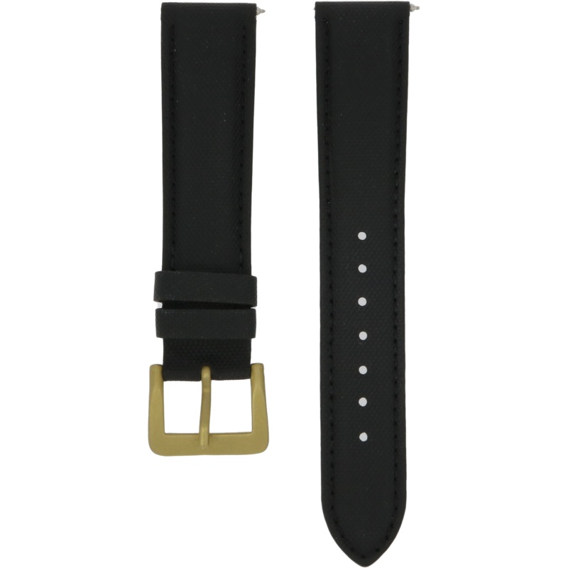 Ventus Black Leather Canvas Strap 20mm Brass Clasp