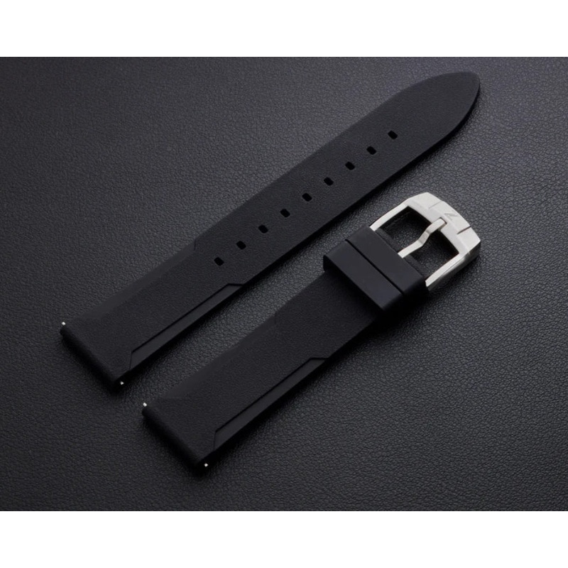 Zelos Black FKM Rubber Strap 20mm Steel Clasp