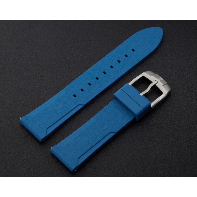 Zelos Blue FKM Rubber Strap 20mm Steel Clasp