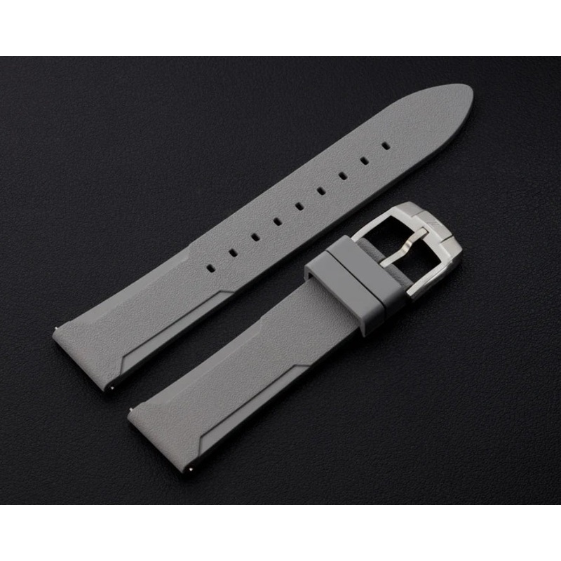Zelos Grey FKM Rubber Strap 20mm Steel Clasp