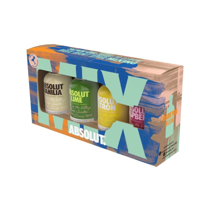Absolut Vodka Mini Mixed 4x 50ml Gift Pack (ABV 40%)