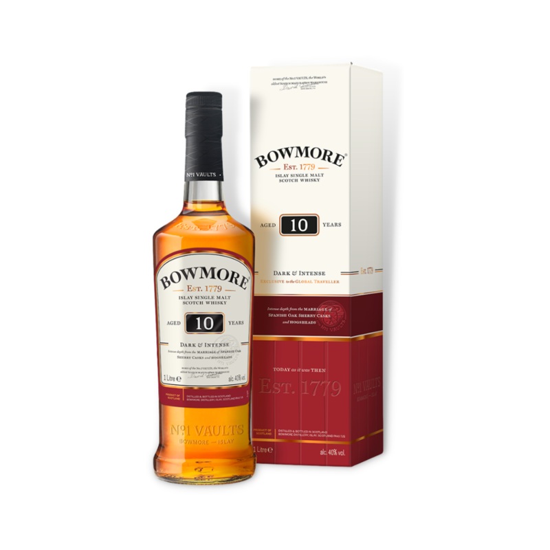 Bowmore 10YO Dark & Intense Single Malt Scotch Whisky 1ltr (ABV40%)