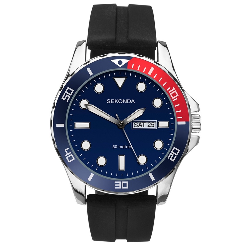 Sekonda Blue Dial Black Strap Mens Watch SK1580