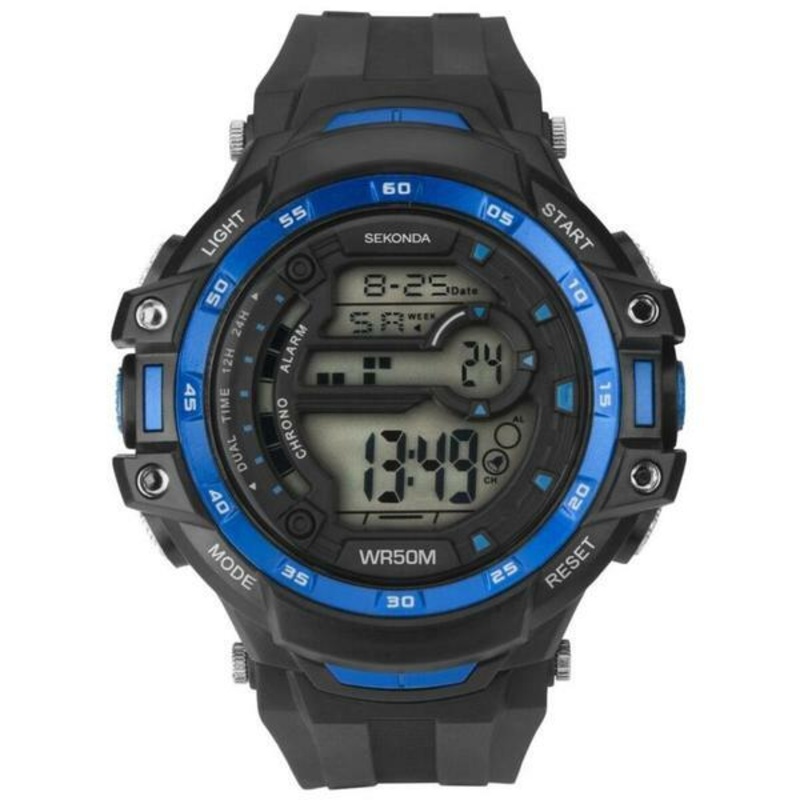 Sekonda Digital Sport Black and Blue Case Mens Watch SK1520