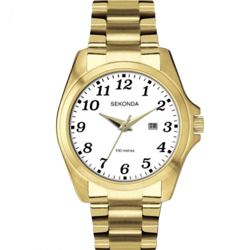 Sekonda Gold Case White Dial Mens Watch SK1637