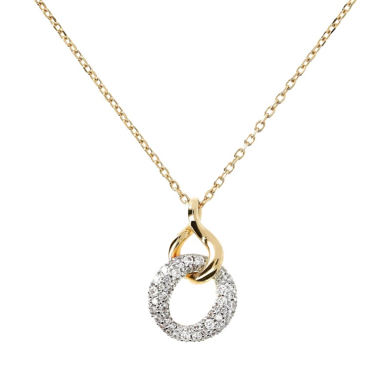 Bronzallure Golden Cubic Zirconia Circle Drop Necklace
