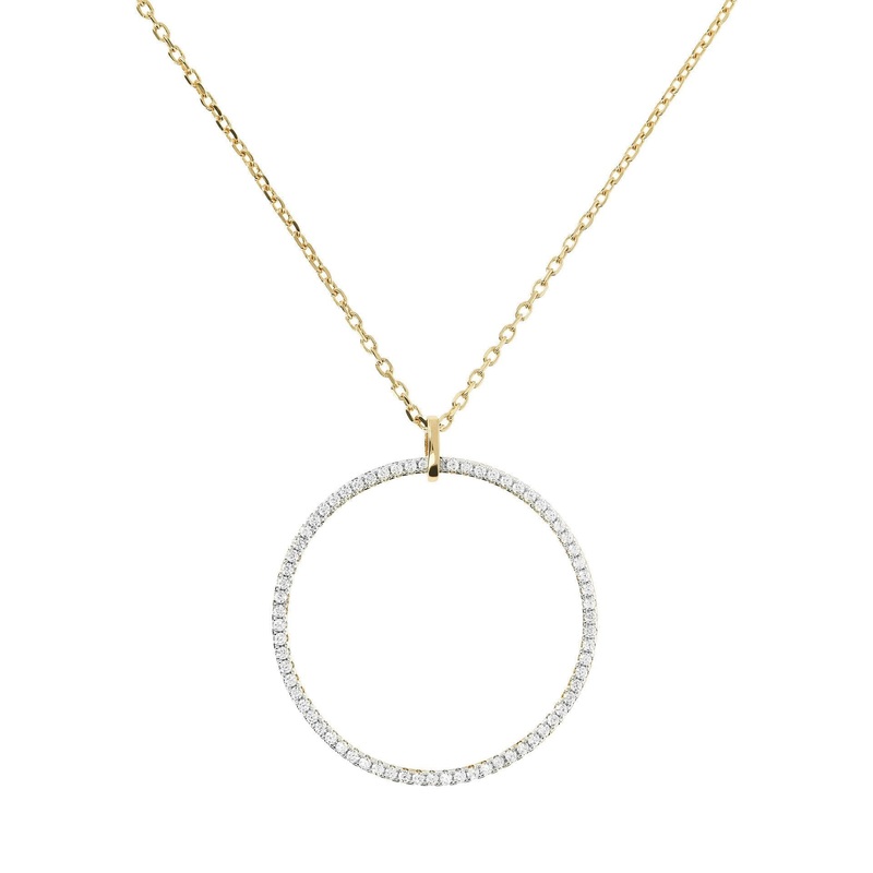Bronzallure Pave Open Circle Pendant Golden Necklace