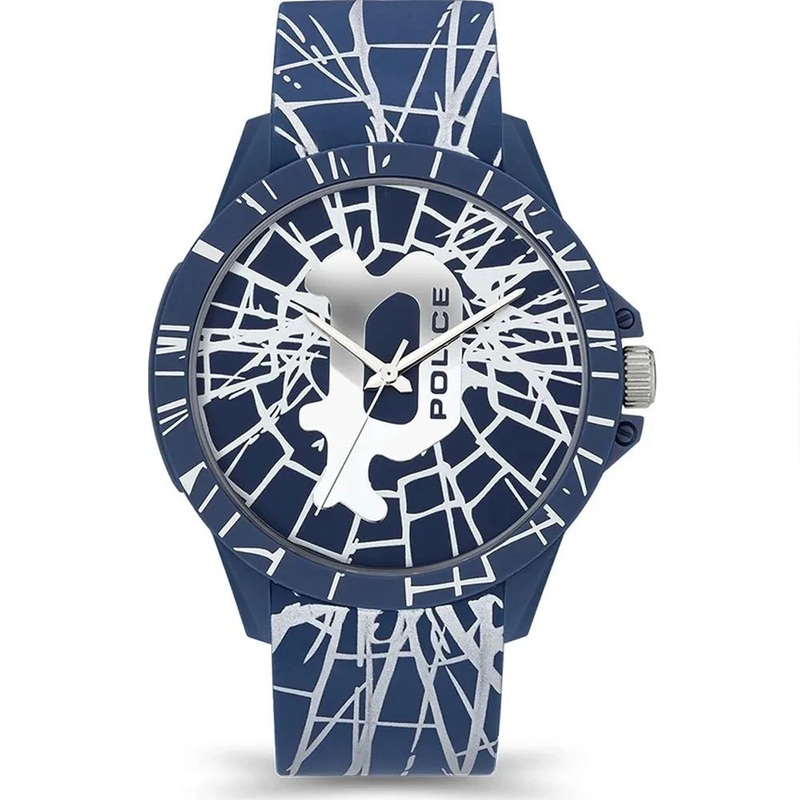 Police Sketch Blue Rubber Men's Watch PEWUM2119561