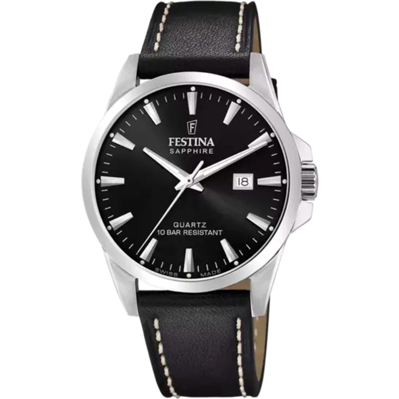 Festina Black Dial Black Leather Strap Men's Watch F20025/4