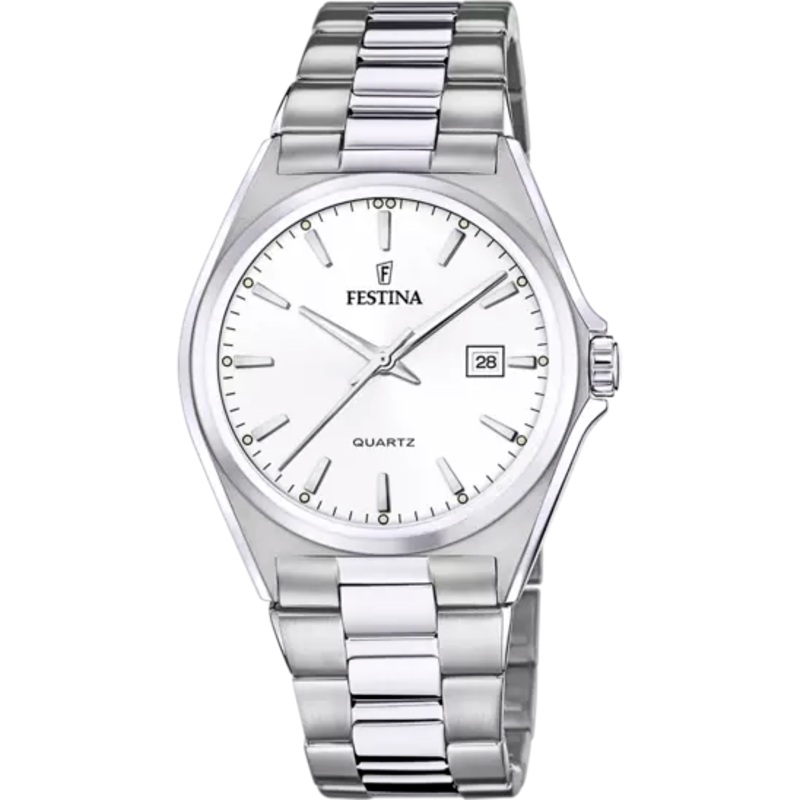 Festina Men's Elegant and Durable Classic Watch with White Steel Strap F20552/2