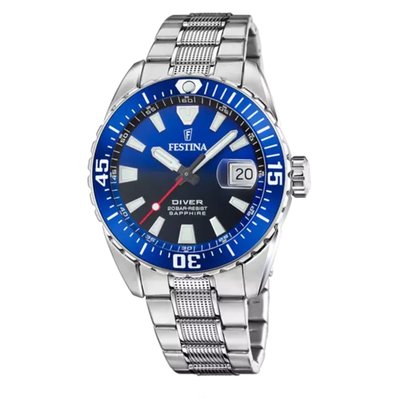Festina Originals Men's Timepiece with Blue Dial and Stainless Steel Bracelet F20669/1